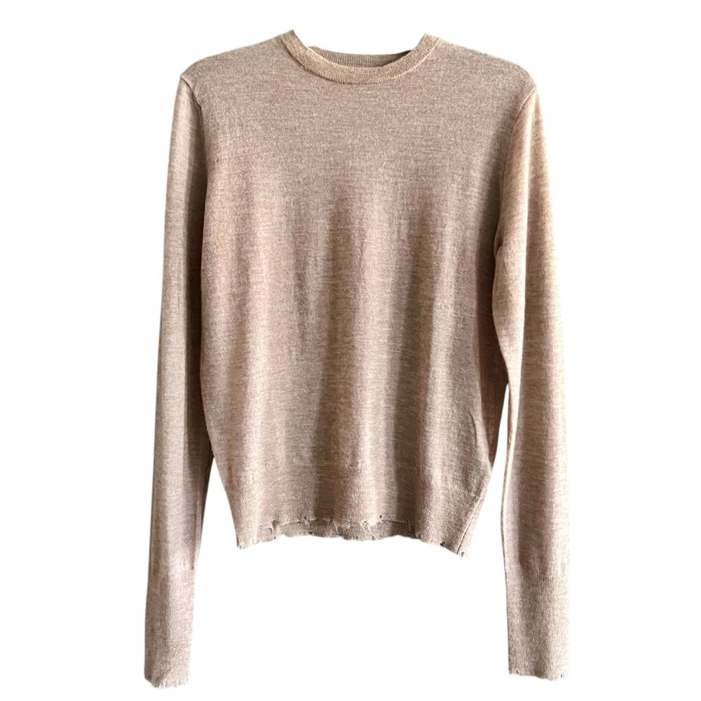 Zara Beige Small Lightweight Long Sleeve Soft Crewneck Sweater